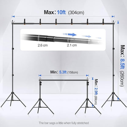 EMART Backdrop Stand 10x8.5ft Photo Studio Adjustable Background Stand Support - Image 2