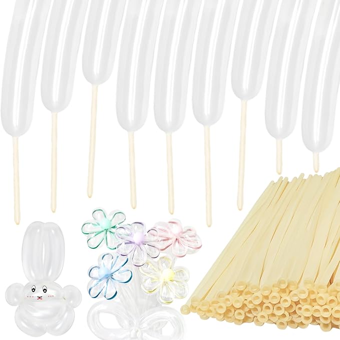 100Pcs Clear 260 Balloons, Long Balloon by HYKJNBW