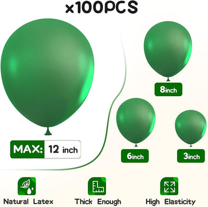 EMART Green Balloons 12 Inch 100pcs, Latex Balloons - Image 3