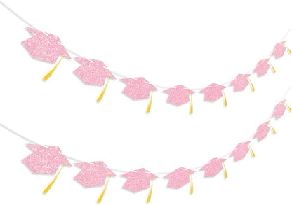 Graduation Decorations Class of 2026 Pink Graduation Cap Banner - Image 2