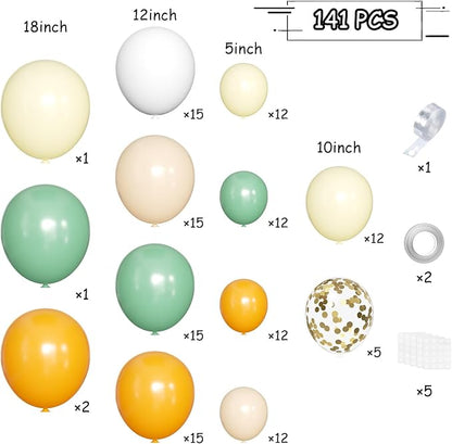 MEBAY Sage Green Orange Balloon Arch Kit - Image 2
