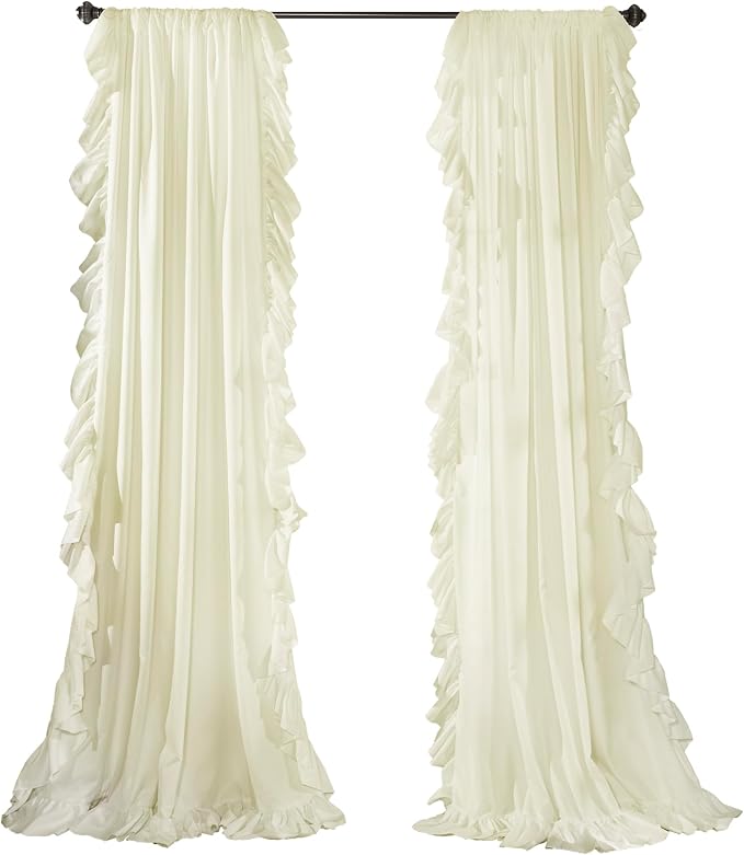 Lush Decor Reyna Ruffle Window Curtain Panel Set, Ivory - Image 7