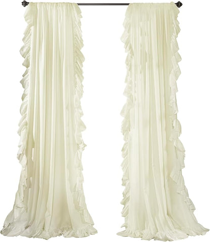 Lush Decor Reyna Ruffle Window Curtain Panel Set, Ivory - Image 7