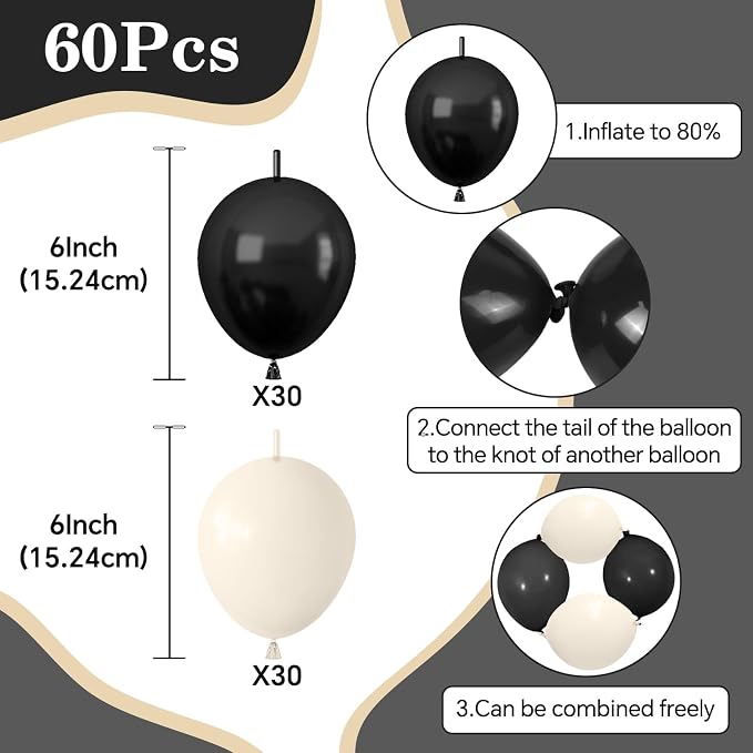 Black White Link Balloons - Image 2
