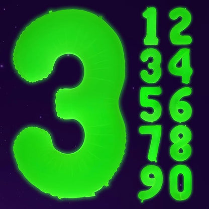 Mega-L Glow in The Dark Party Supplies, 40 Inch Yellow Number 3 Balloon | Glow by Mega-Loopolis