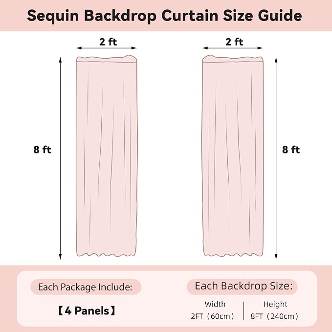 Sugargirl Royal Blue Sequin Backdrop Curtain 4 Panels 2FTx8FT Glitter Royal - Image 6