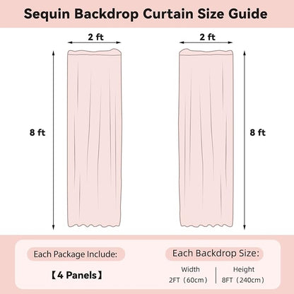 Sugargirl Royal Blue Sequin Backdrop Curtain 4 Panels 2FTx8FT Glitter Royal - Image 6