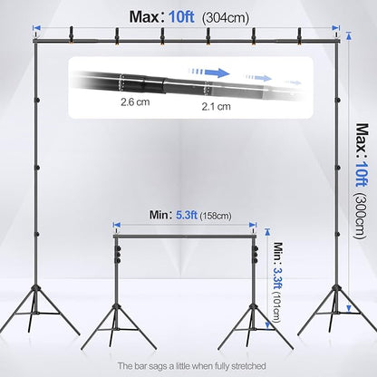 EMART Backdrop Stand 10x10ft Photo Studio Adjustable Background Stand Support - Image 2