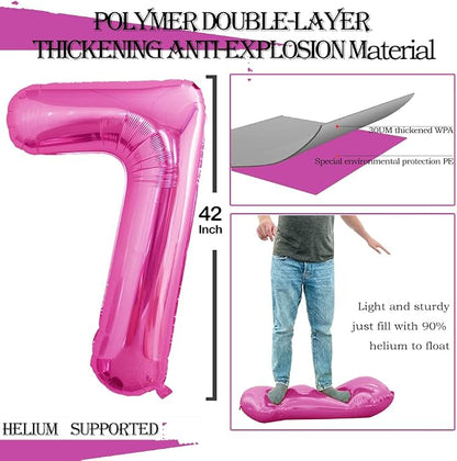 Pink Foil Balloons Number 7, Huge Number Balloons - Image 3