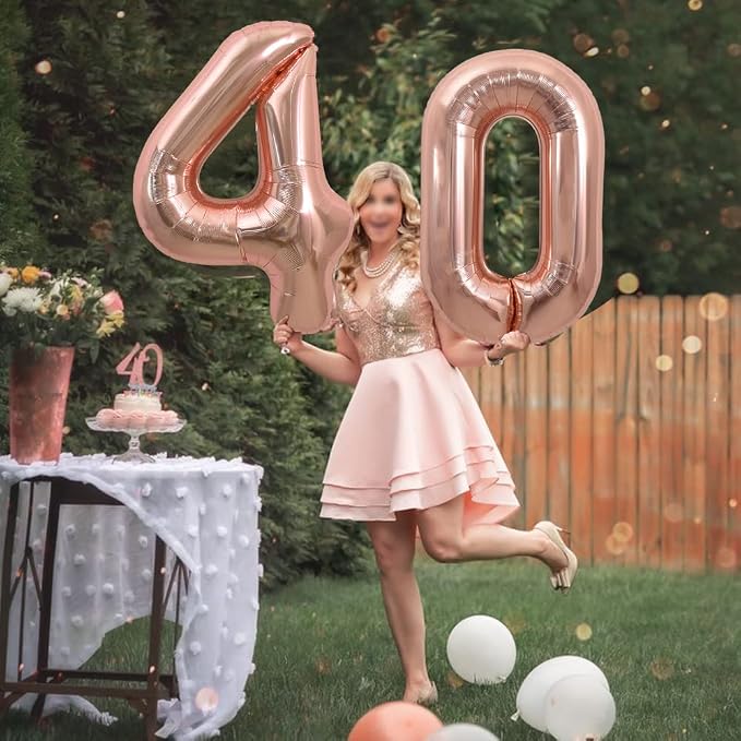 TONIFUL 40 Inch Rose Gold Large Numbers Balloons 0-9, Number 0 Digital 0 Helium - Image 3