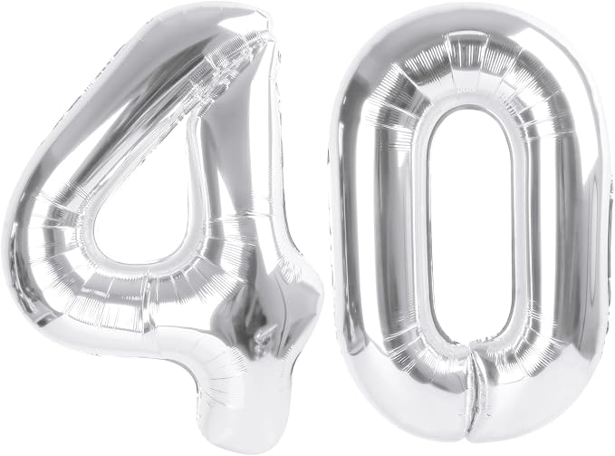 Number Balloons 40 Balloon 40 inch Silver by Enyeopd
