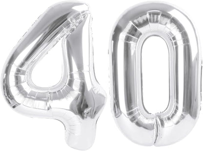 Number Balloons 40 Balloon 40 inch Silver by Enyeopd