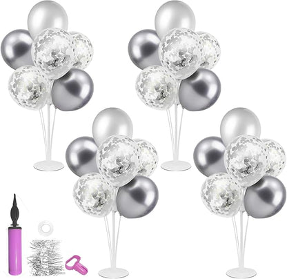 ZJDHPTY 4Set Silver Balloon Stand Table Centerpieces Party Decor | 25th Wedding - Image 9