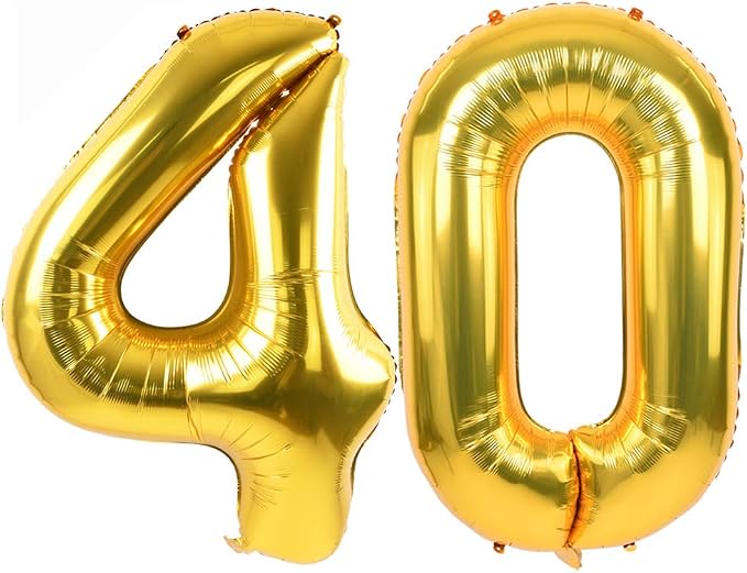 TONIFUL 40 Inch Gold Foil Number 40 Balloon, 40th Birthday Decorations | Large by TONIFUL