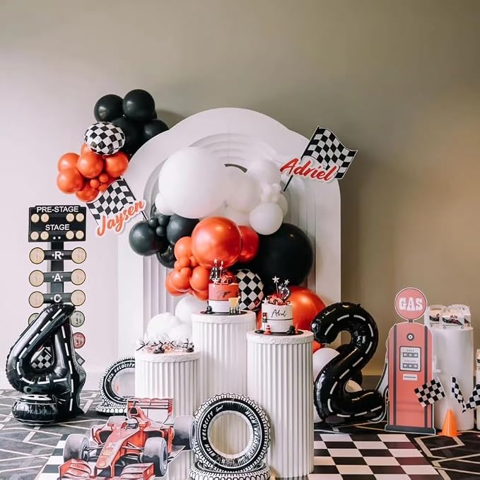 40 Inch Race Car Black Number Balloons Race Car Birthday Party Balloons Large - Image 6