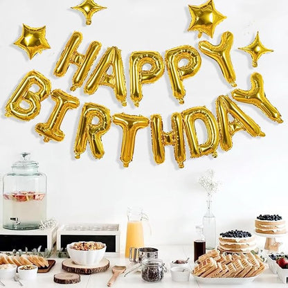 Gold Happy Birthday Banner Balloon Aluminum Foil 16 Inch Letter, 10 Inch Five - Image 5