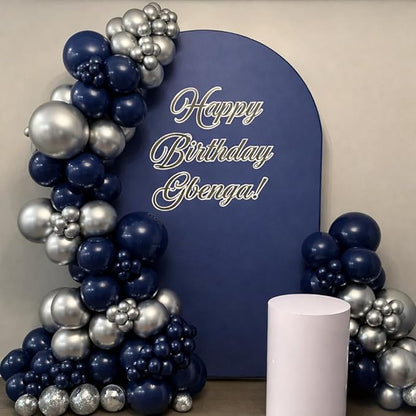 Navy Blue and Black Balloons, 12 Inch Metallic Dark Navy Blue and Silver - Image 8