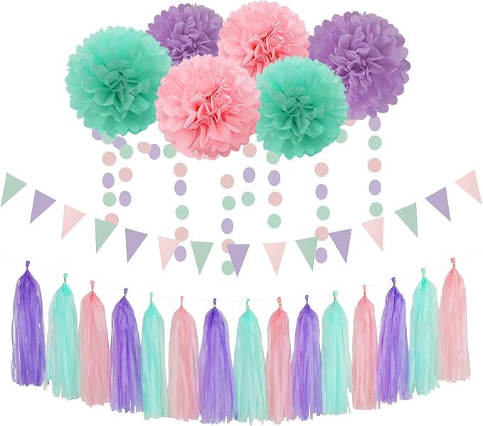 Pink-Purple Mint Mermaid Ocean-Themed Party-Decorations by OURUOLA
