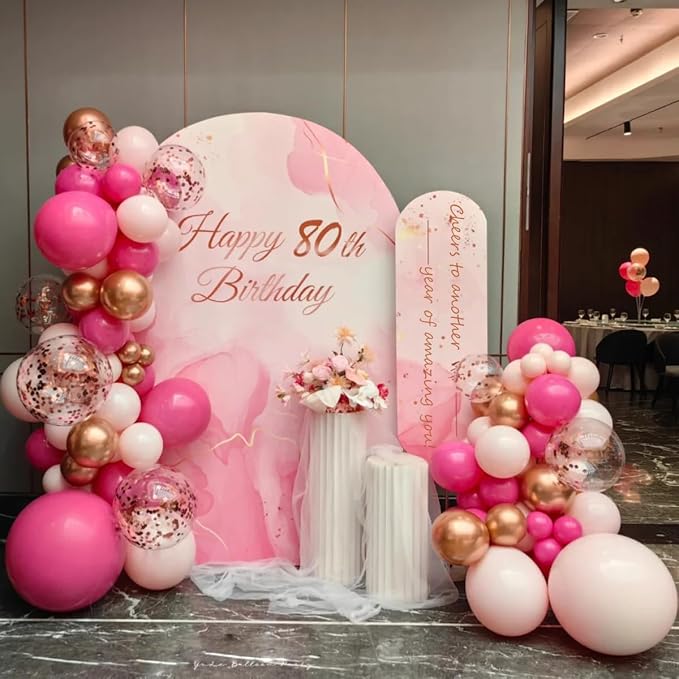 MEBAY Rose Red Pink Champagne Balloon Arch Garland Kit - Image 4