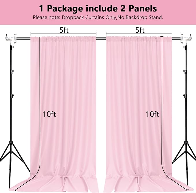 Pink Backdrop Curtain for Parties Baby Shower Pink Photo Curtains - Image 2