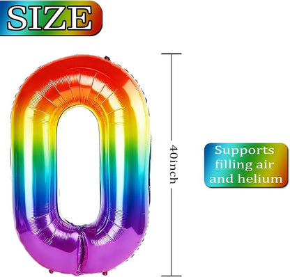 40 Inch Number 60 Balloons for 60th Birthday Party Decorations, 0-100 Rainbow - Image 4