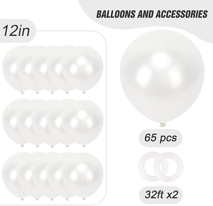 RUBFAC Pearl White Balloons 65pcs, 12 Inch Party Balloon - Image 2