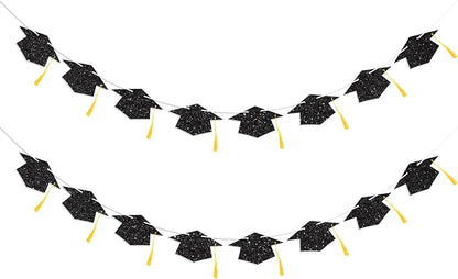 Graduation Decorations Class of 2026 Black Graduation Cap Banner by Blopee