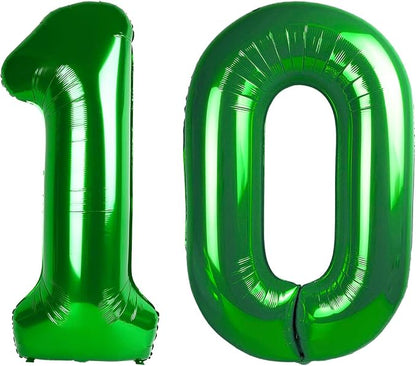 Number 10 Balloons 40 Inch for 10 100 Birthday Party Decoration, Dark Green | by Mluchee