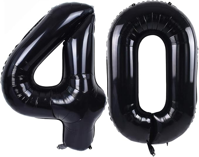 TONIFUL 40 Inch Black Number 40 Balloon Large Foil 40th Birthday Decoration | by TONIFUL