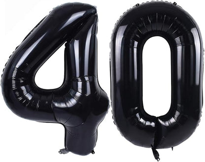 TONIFUL 40 Inch Black Number 40 Balloon Large Foil 40th Birthday Decoration | by TONIFUL