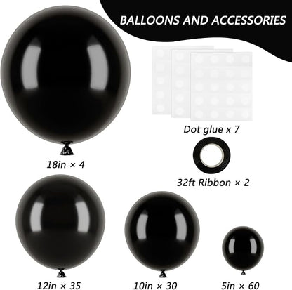 RUBFAC Balloon Arch Kit Black Balloons Different Sizes 129pcs - Image 2