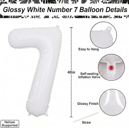 White Number 17 Balloon 40 Inch, Large White Foil Balloons - Image 4