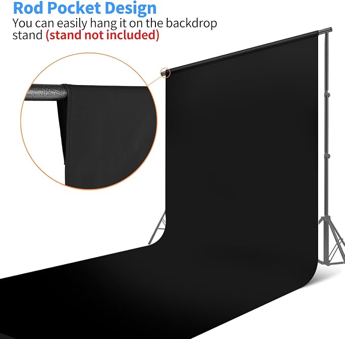 HEMMOTOP Black Photo Backdrop, Large Photography Background Screen - Image 6