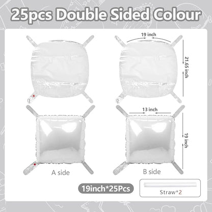 NISOCY 25PCS White Square Foil Balloons Wall Backdrop | Double Sided Pearl - Image 2