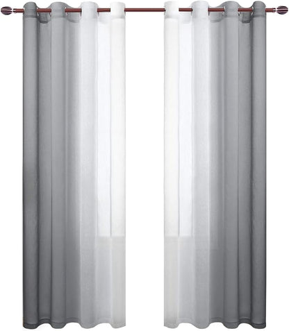 DWCN Grey Faux Linen Ombre Sheer Curtains - Image 8