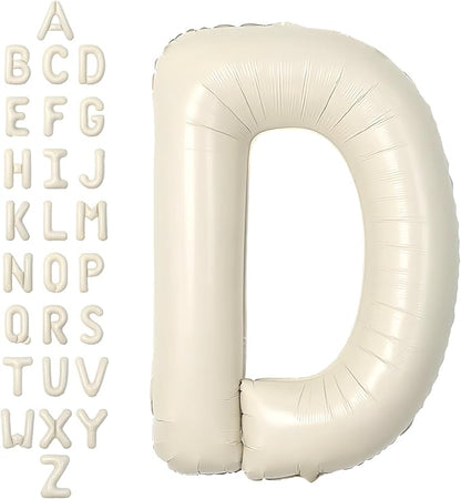 SUWEN 40 Inch Cream Large D Letter Balloons Big Foil Helium A-Z | Jumbo Mylar by SUWEN