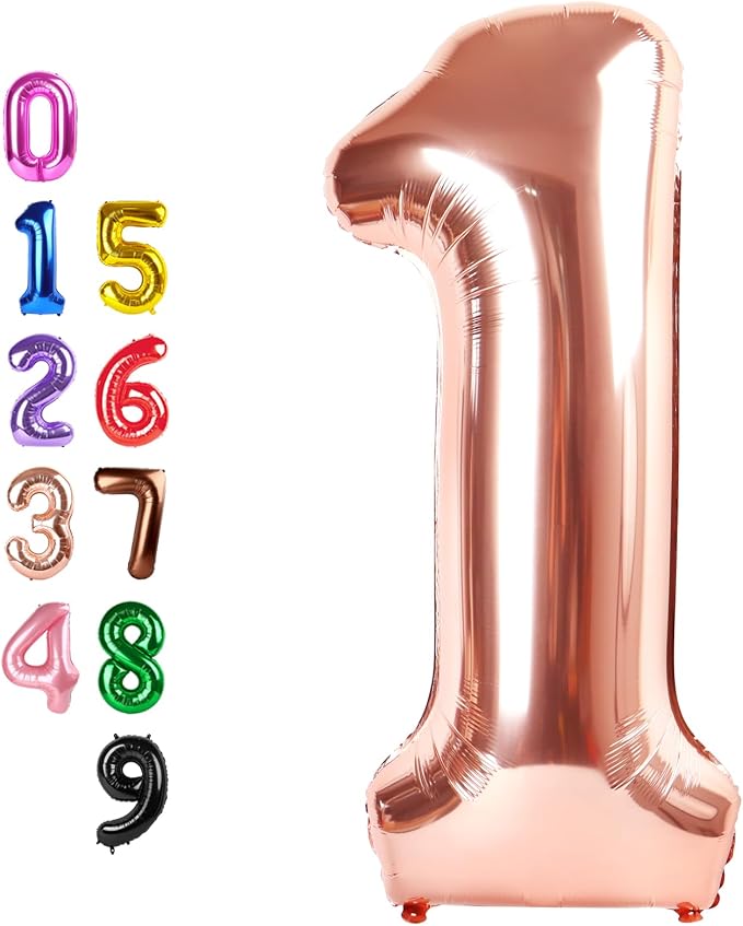 Number Balloons Rose Gold 1 Balloon 40 inch by Enyeopd