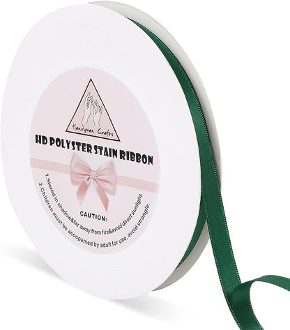 Handyman Crafts 3/8" Forest Green Satin Ribbons 50 Yards HD Polyester Stain by HandymanCrafts