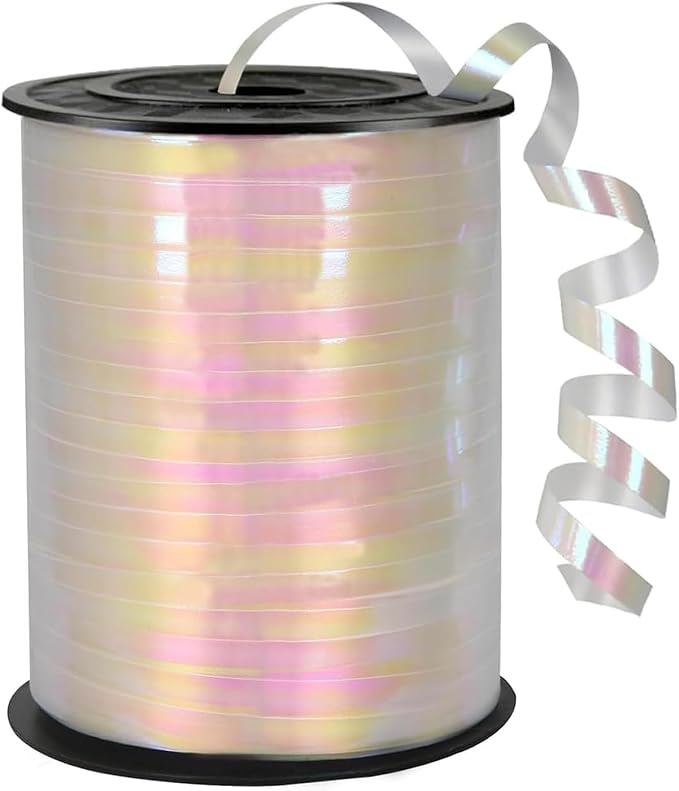 500 Yard Iridescent White PVC Curling Ribbon, 5mm Width, Art Deco Style by WFAUIBR