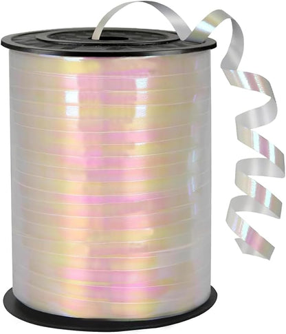 500 Yard Iridescent White PVC Curling Ribbon, 5mm Width, Art Deco Style by WFAUIBR