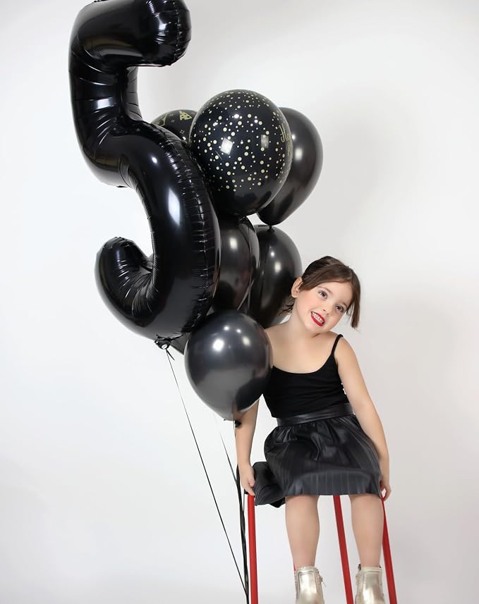 10 Balloon - Black Birthday Number Balloons, 40 Inch Decorations Men Women | - Image 4
