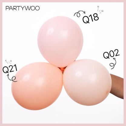 PartyWoo Baby Pink Balloons 140pcs Pastel Light Pale Pink Peach Color | 18 12 - Image 3