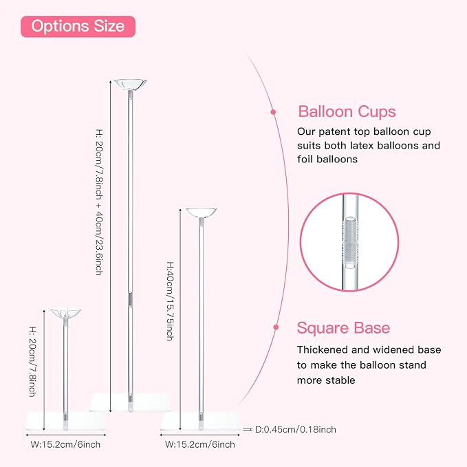 TekXYZ Acrylic Balloon Stand for Table Centerpiece, Adjustable 10-Pack | - Image 3