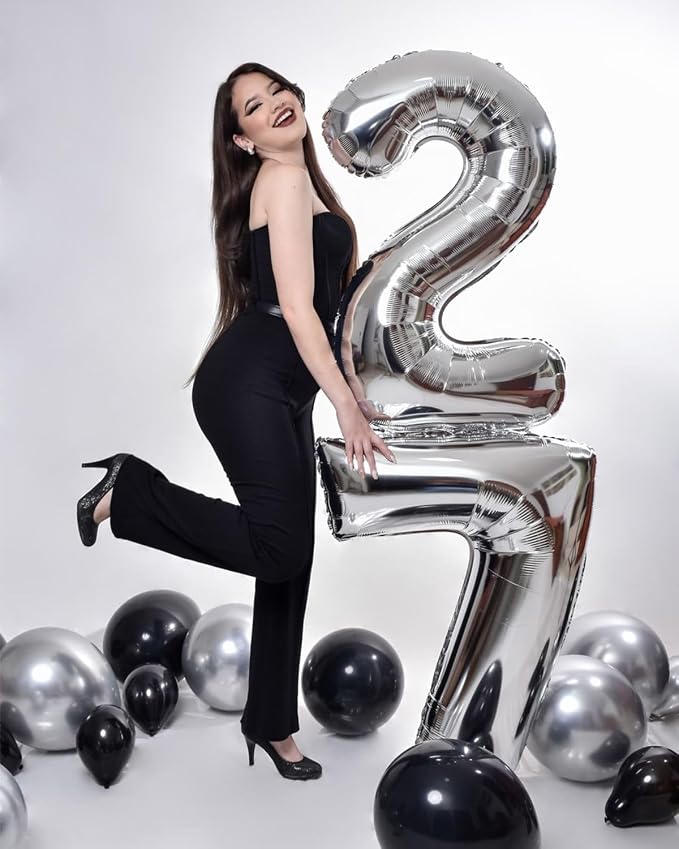 Number Balloons 40 Inch Silver 6 Balloon - Image 4