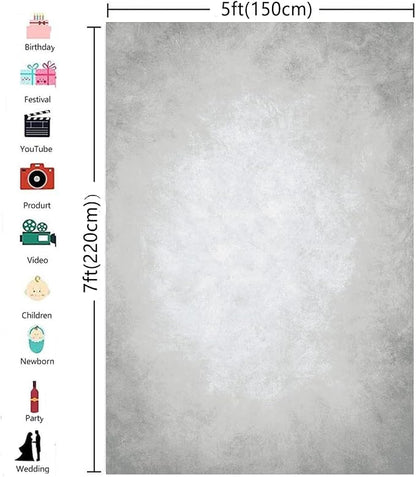 5x7ft Grey Portrait Photography Backdrops Solid Texture Abstract Photo - Image 3