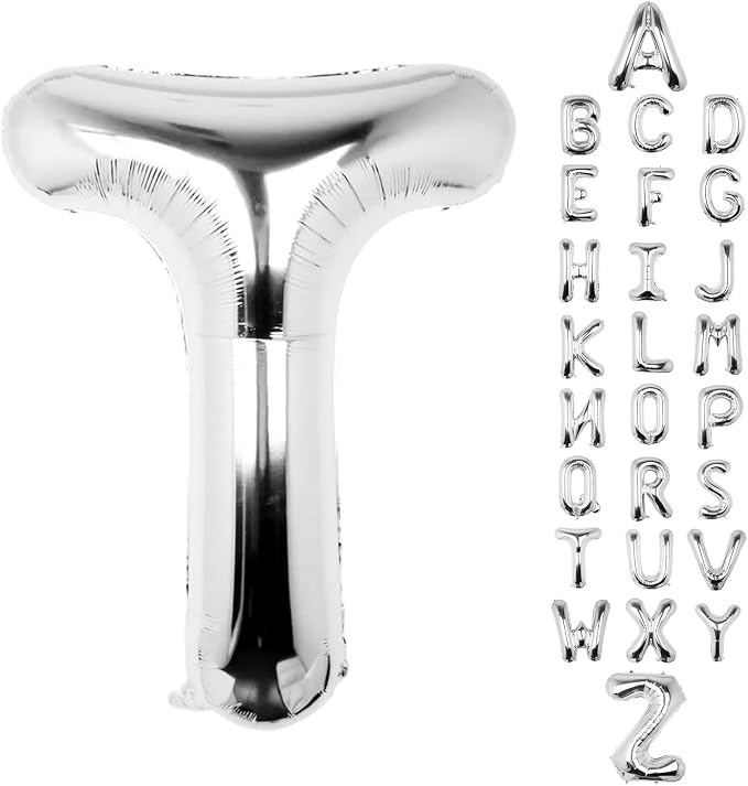 Letter Balloons Silver 40 Inch T Large Big Foil Mylar Balloon | by Unknown