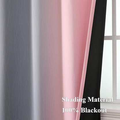 Pink and Grey Blackout Curtains 84 inch Length, Ombre Full Room Darkening - Image 5