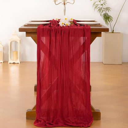 Cheesecloth Table Runner Summer Boho Wedding Birthday Party Home Decor | Red - Image 5