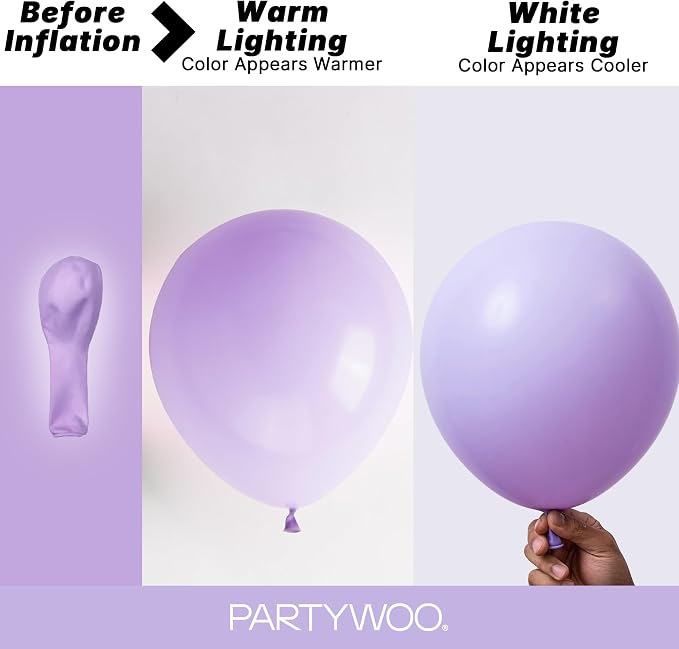 PartyWoo Lavender Balloons 152pcs Light Pastel Purple Lilac Color | 18 12 10 5 - Image 3
