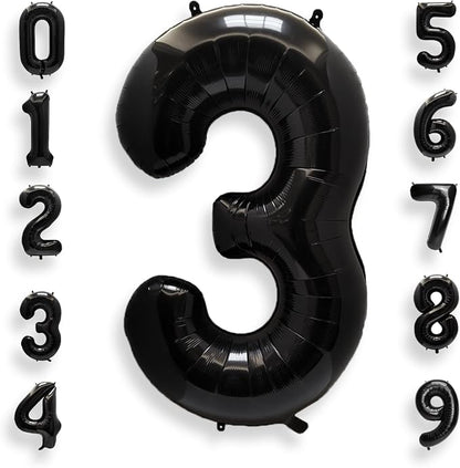 AULE 40 Inch Black Number Balloon 3 Foil 0-9 Birthday Big Numbers | Birthday by AULE